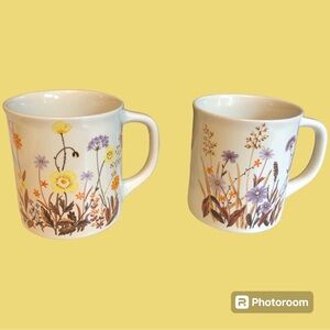 Vintage 70s Wildflower Coffee Cups - Set Of 2